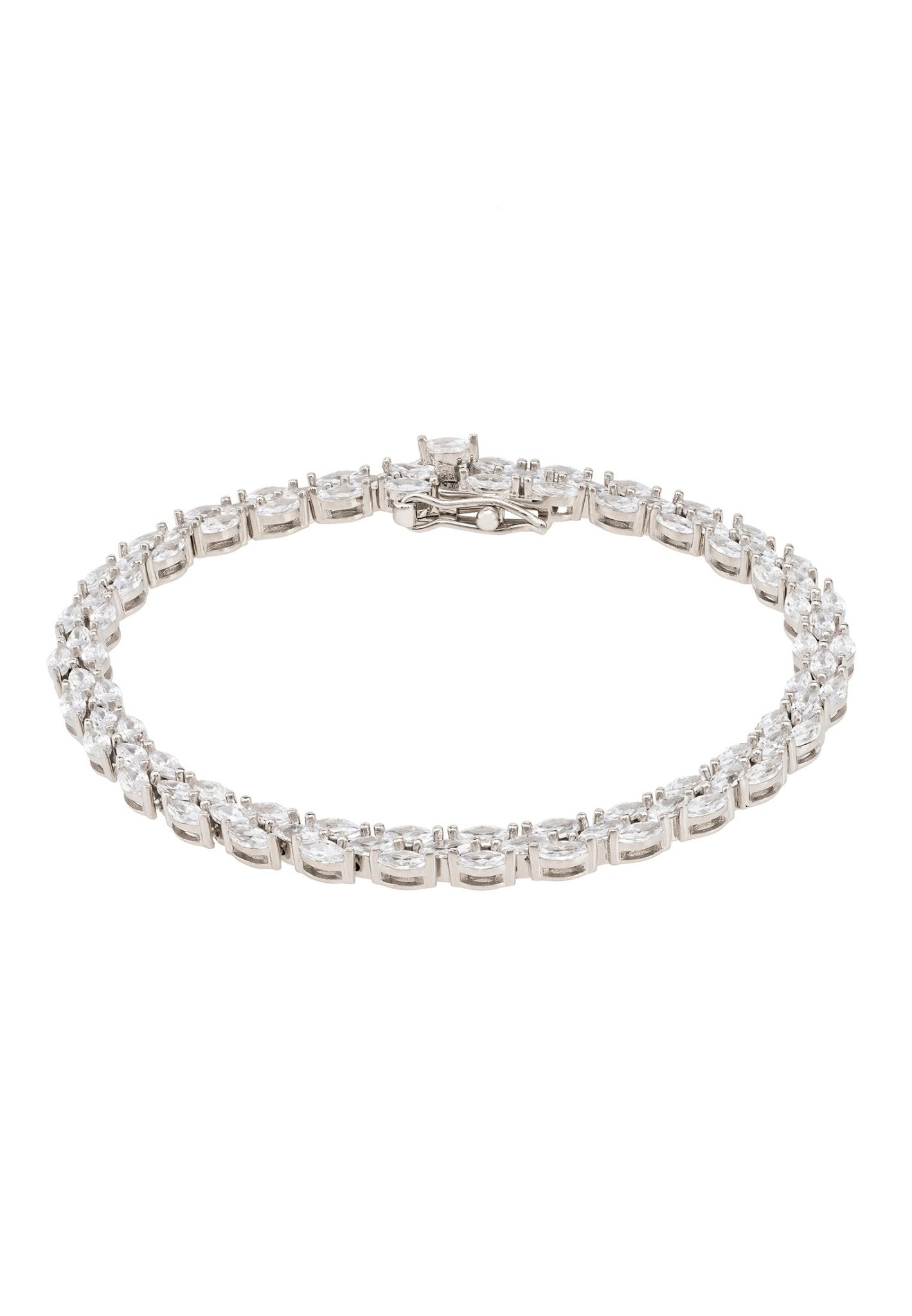 Luxury Petal Tennis Bracelet for Women - Small Silver Design with Simulated Diamonds | LevarJewelz