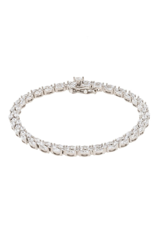 Luxury Petal Tennis Bracelet for Women - Small Silver Design with Simulated Diamonds | LevarJewelz