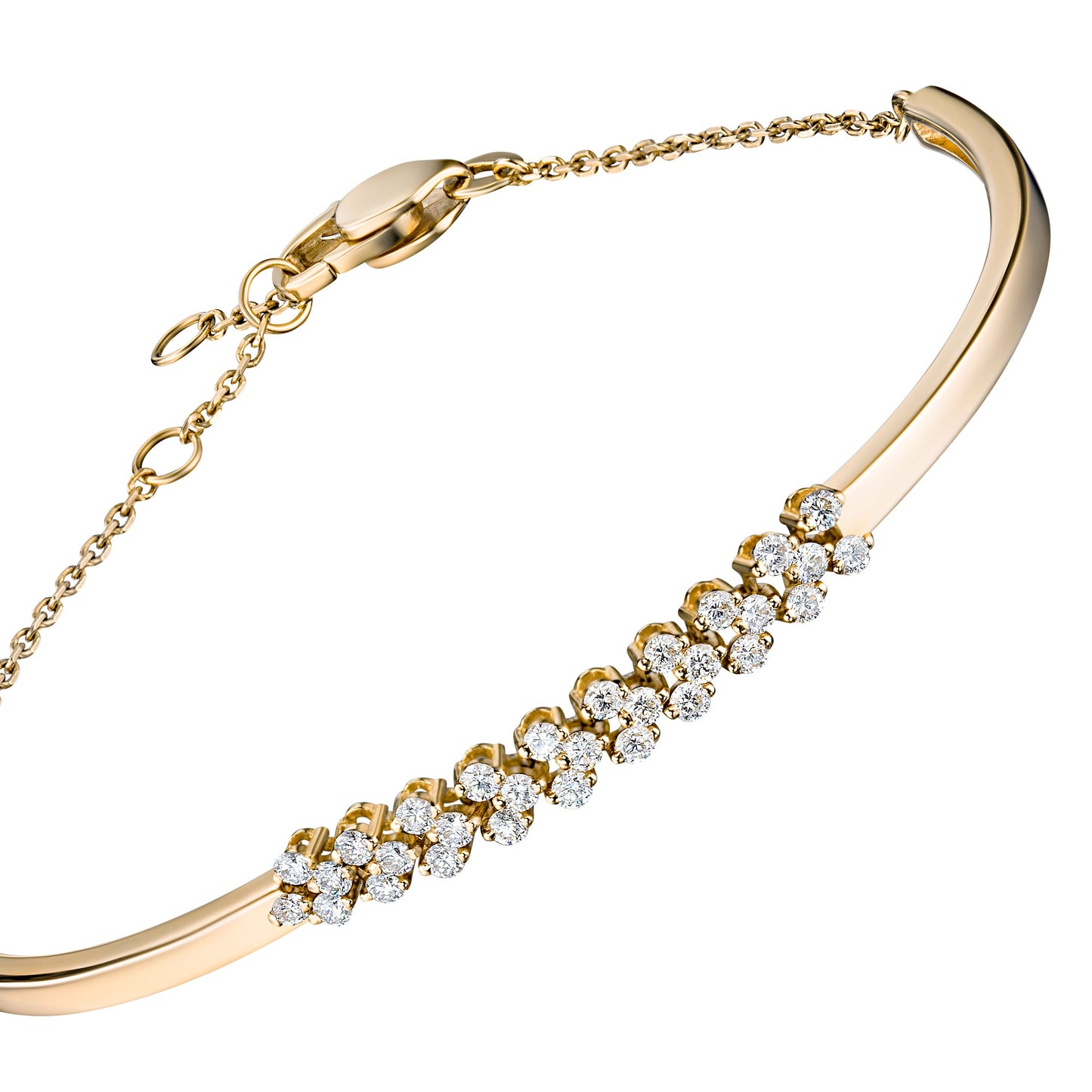 Armband aus 14-karätigem Gelbgold mit 28 im Labor hergestellten Diamanten im Rundschliff – Luxusschmuck für Damen von LevarJewelz