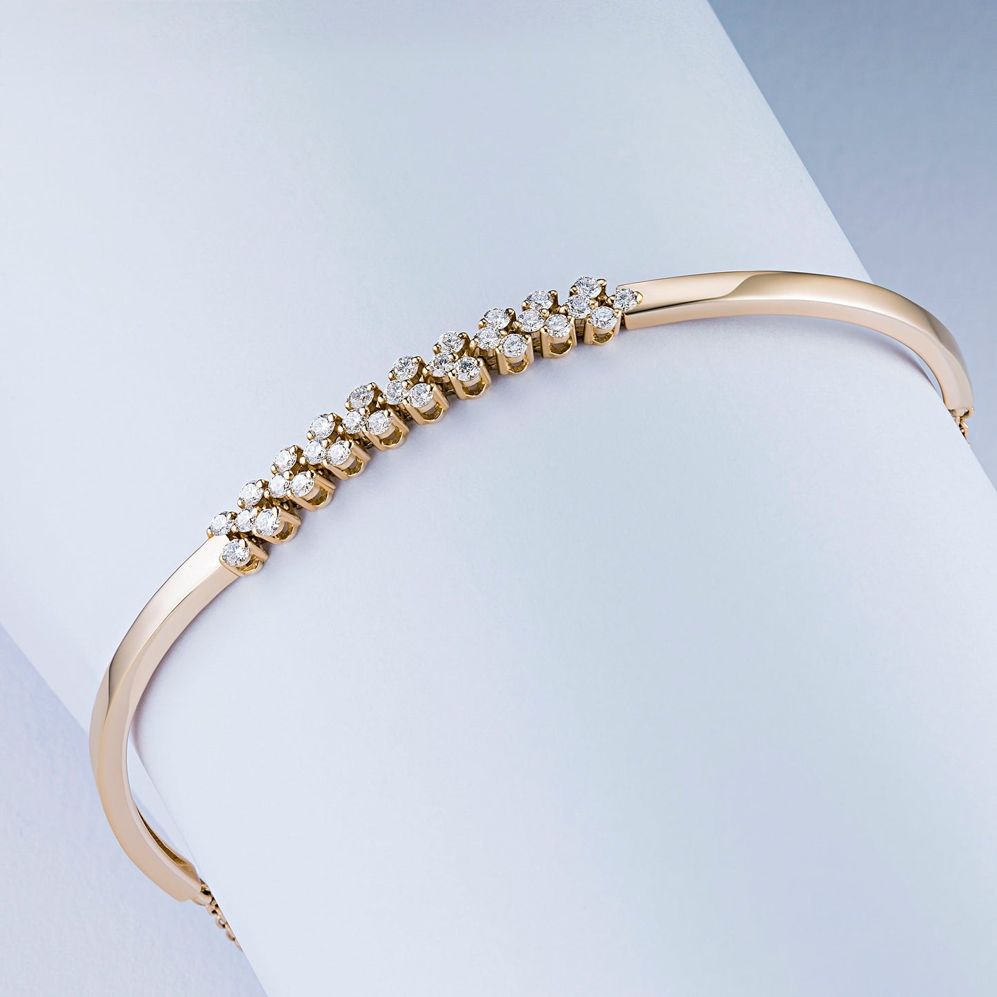 14K Yellow Gold Bracelet with 28 Round-Cut Lab-Created Diamonds - Luxury Jewelry for Women by LevarJewelz