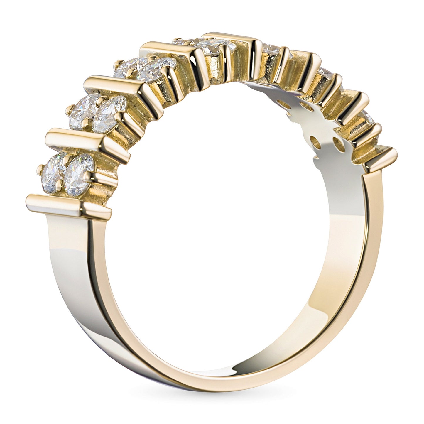 Luxuriöser Ring aus 14 Karat Gelbgold mit 14 im Labor hergestellten Diamanten im Rundschliff – Eleganter Statement-Schmuck von LevarJewelz 