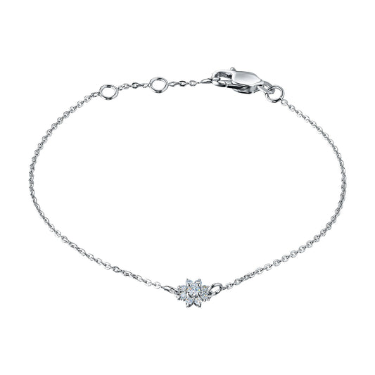 Luxury Sterling Silver Bracelet with 9 Round-Cut Lab-Created Diamonds 0.152 Carats by LevarJewelz