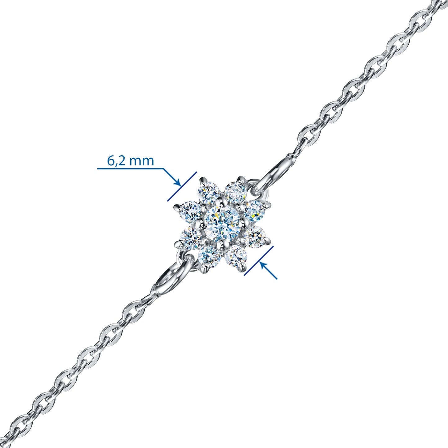 Luxury Sterling Silver Bracelet with 9 Round-Cut Lab-Created Diamonds 0.152 Carats by LevarJewelz