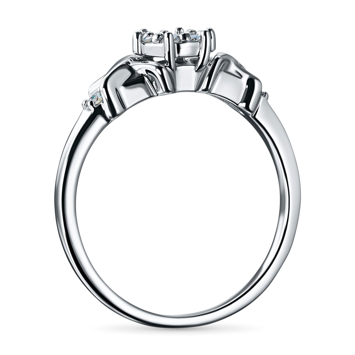 Sterling Silver Ring with 9 Round-Cut Lab-Created Diamonds - 0.124 CT.TW - Luxury Jewelry by LevarJewelz