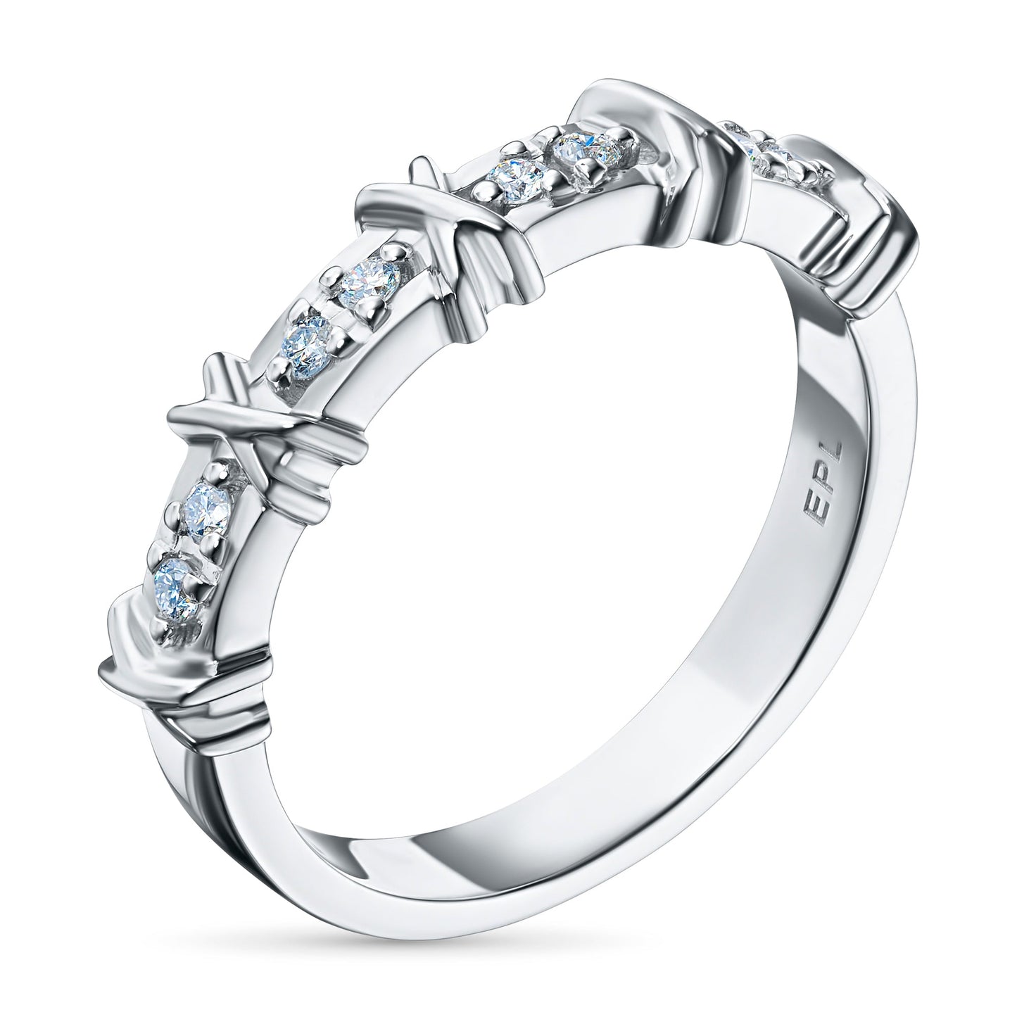 Sterling Zilveren Ring met 8 Ronde Geslepen Lab-Created Diamanten 0.137 CT.TW - Luxe Sieraden van LevarJewelz 