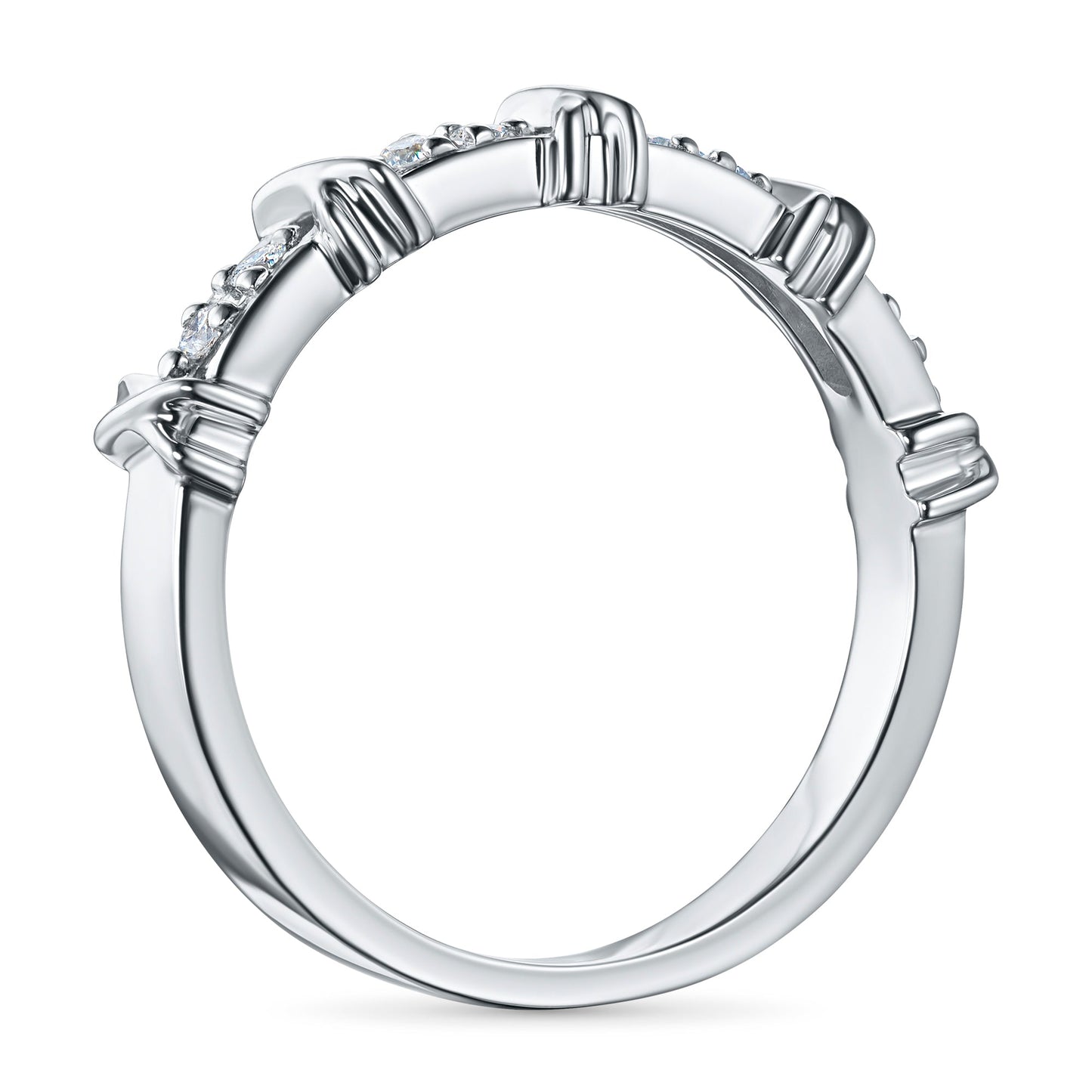 Sterling Zilveren Ring met 8 Ronde Geslepen Lab-Created Diamanten 0.137 CT.TW - Luxe Sieraden van LevarJewelz 