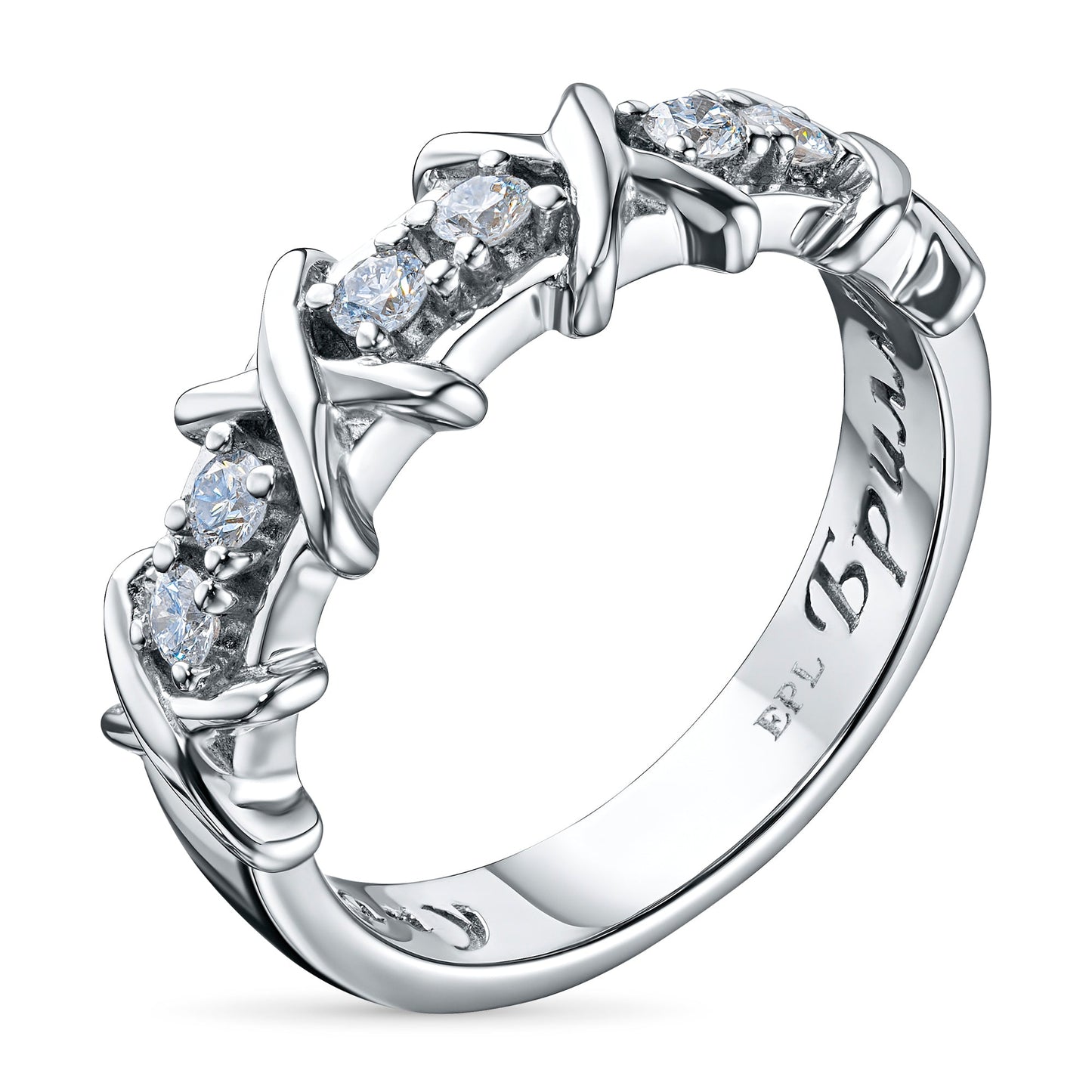 Luxury Sterling Silver Ring with 6 Round-Cut Lab-Created Diamonds 0.253 CT.TW - Elegant Jewelry by LevarJewelz