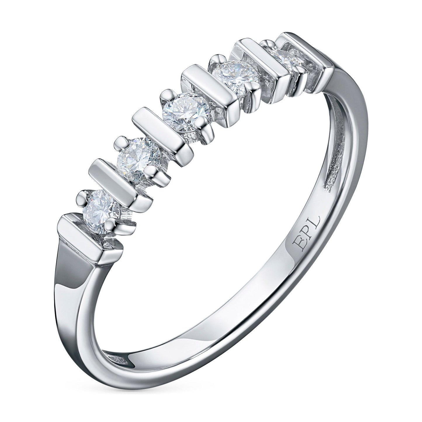 Luxury Sterling Silver Ring with 6 Lab-Created Diamonds – Elegant Fine Jewelry by LevarJewelz