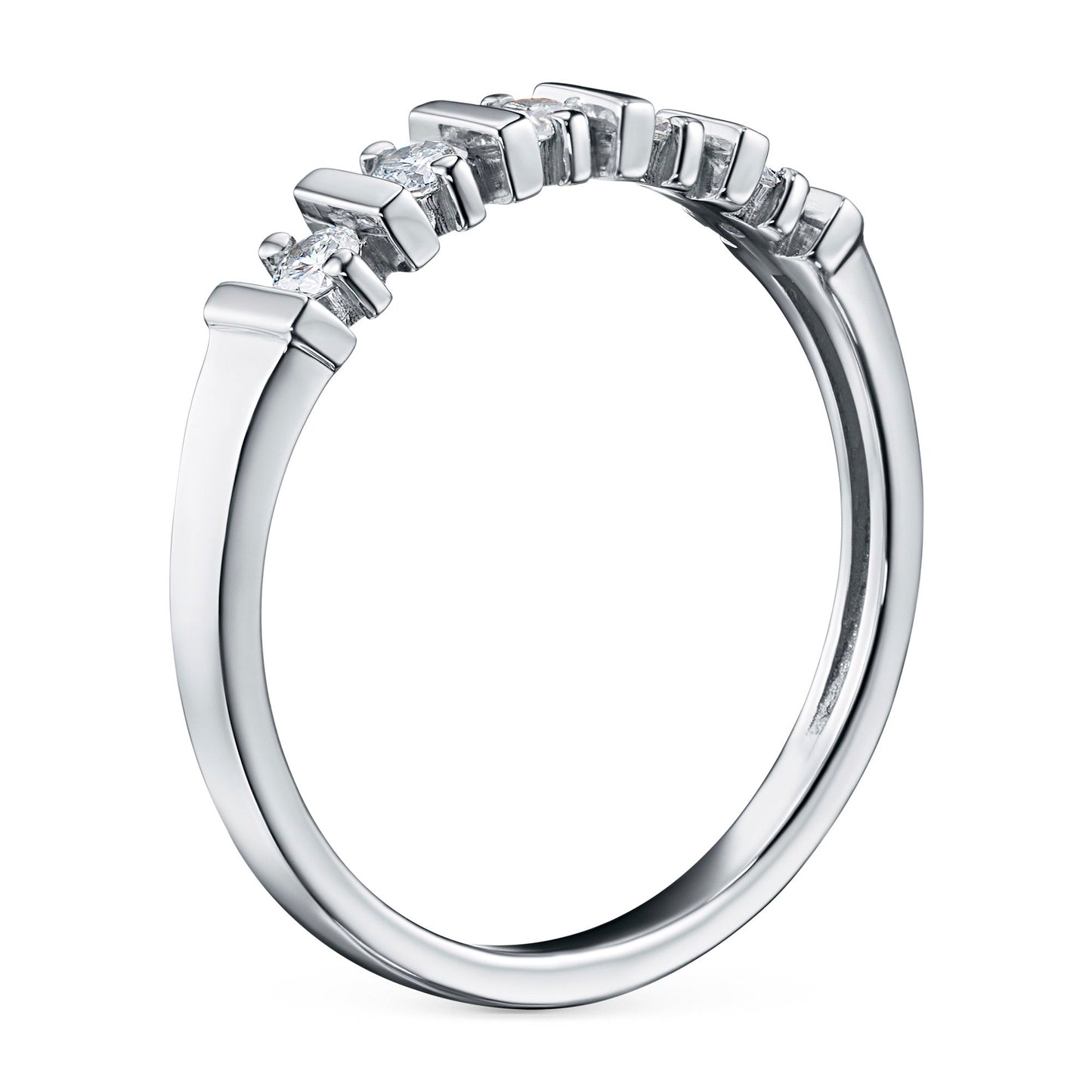 Luxury Sterling Silver Ring with 6 Lab-Created Diamonds – Elegant Fine Jewelry by LevarJewelz