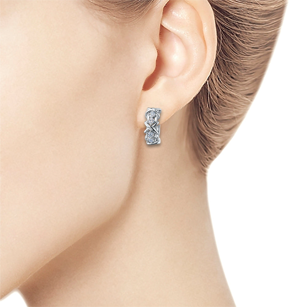 Sterling Silver Earrings with 8 Round-Cut Lab-Created Diamonds – Elegant Luxury Jewelry by LevarJewelz