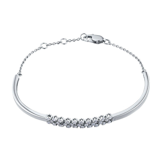 14K White Gold Bracelet with 28 Round-Cut Diamonds - Elegant Luxury Jewelry for Women by LevarJewelz