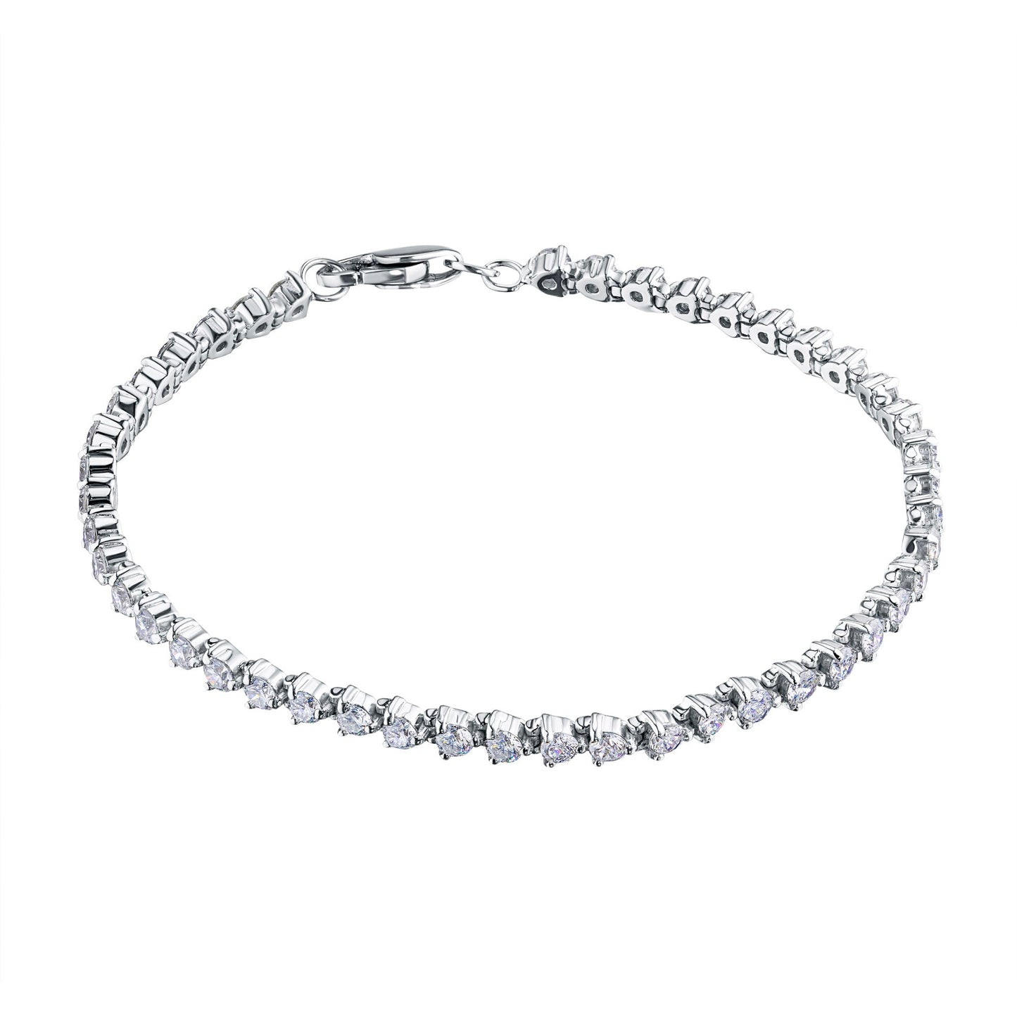 Luxuriöses 14-karätiges Weißgold-Diamantarmband mit 46 runden Steinen – Eleganter Schmuck von LevarJewelz 