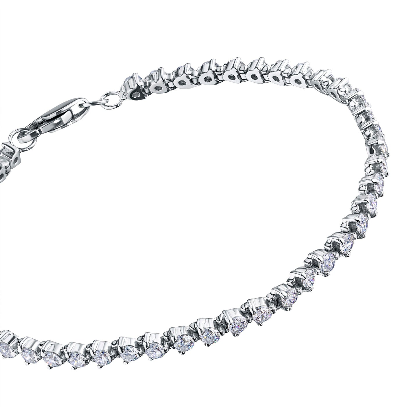 Luxuriöses 14-karätiges Weißgold-Diamantarmband mit 46 runden Steinen – Eleganter Schmuck von LevarJewelz 