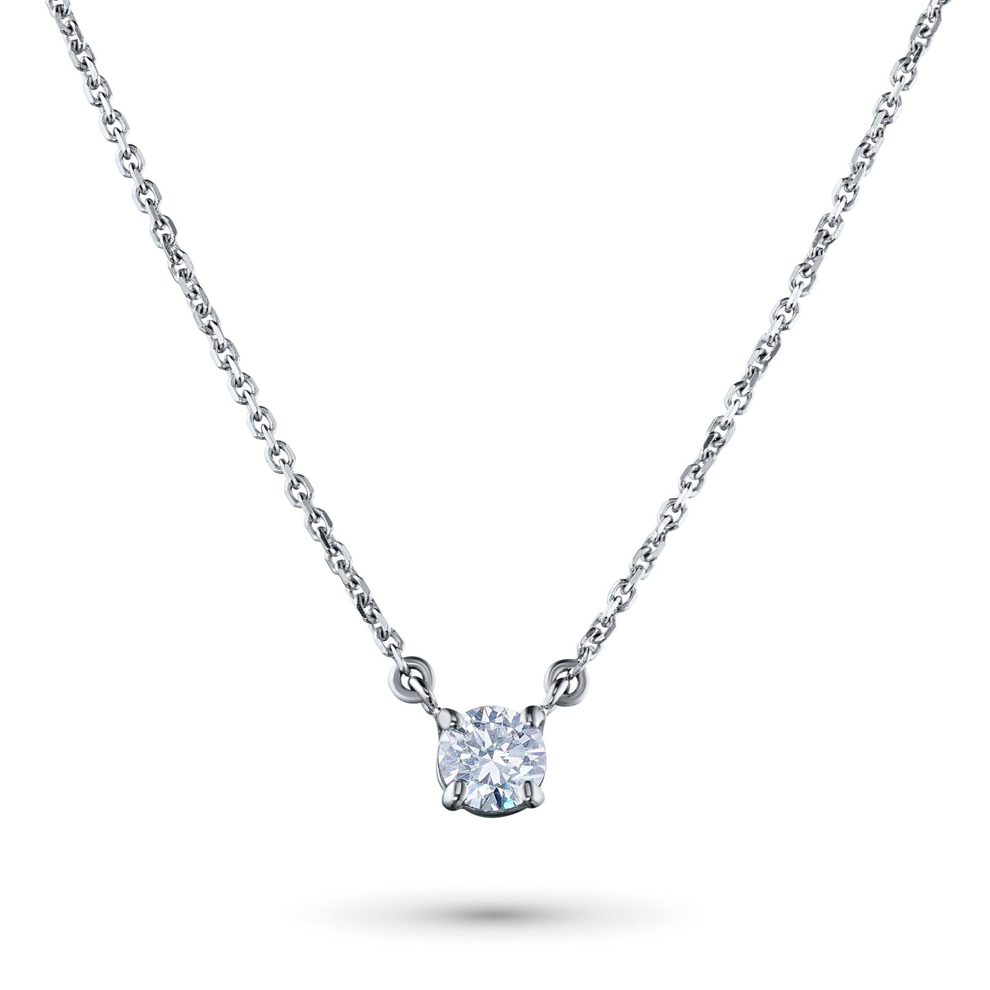 Sterling Silver Necklace with 1 Round-Cut Lab-Created Diamond 0.263 CT - Luxury Jewelry by LevarJewelz