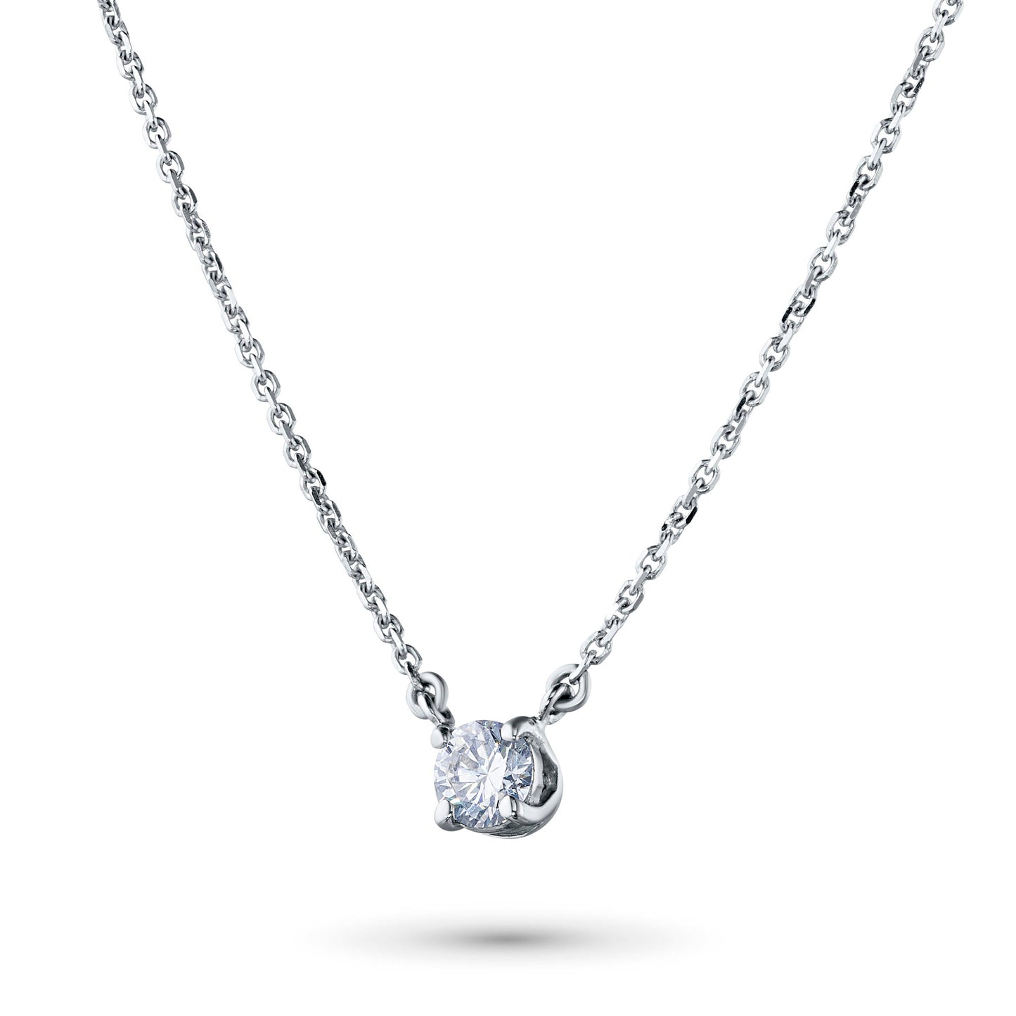 Sterling Silver Necklace with 1 Round-Cut Lab-Created Diamond 0.263 CT - Luxury Jewelry by LevarJewelz