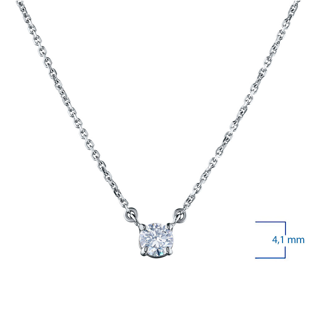 Sterling Zilveren Ketting met 1 Ronde Geslepen Lab-Created Diamant 0.263 CT - Luxe Sieraden van LevarJewelz 