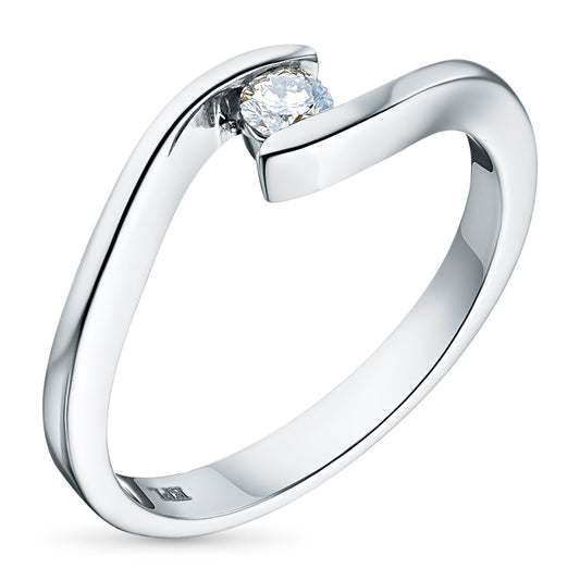 Klassieke sterling zilveren ring met 0,119 CT ronde lab-diamant – luxe sieraden van LevarJewelz