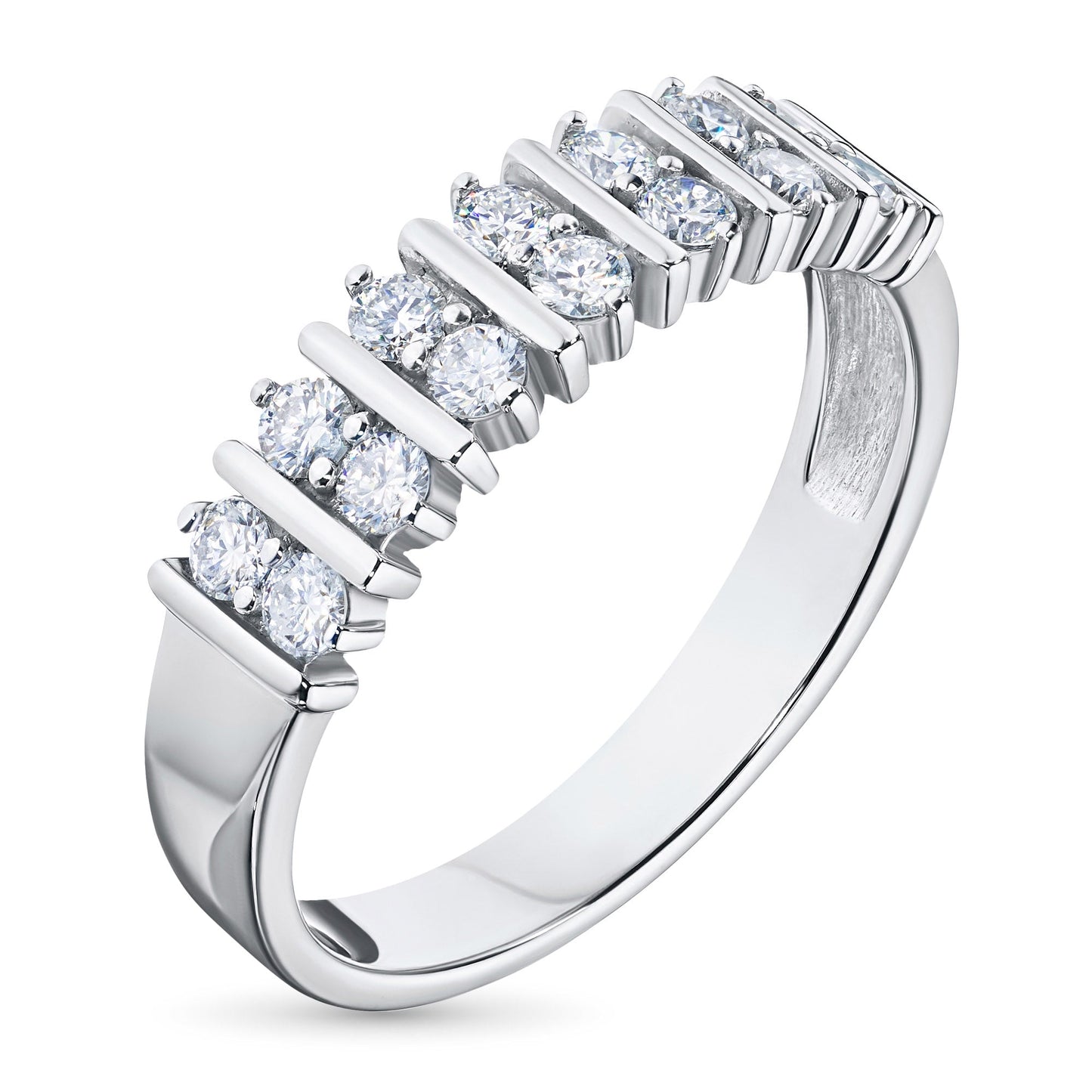 Luxury Sterling Silver Ring with 14 Round-Cut Lab-Created Diamonds – 0.427 Carat – Elegant Jewelry by LevarJewelz