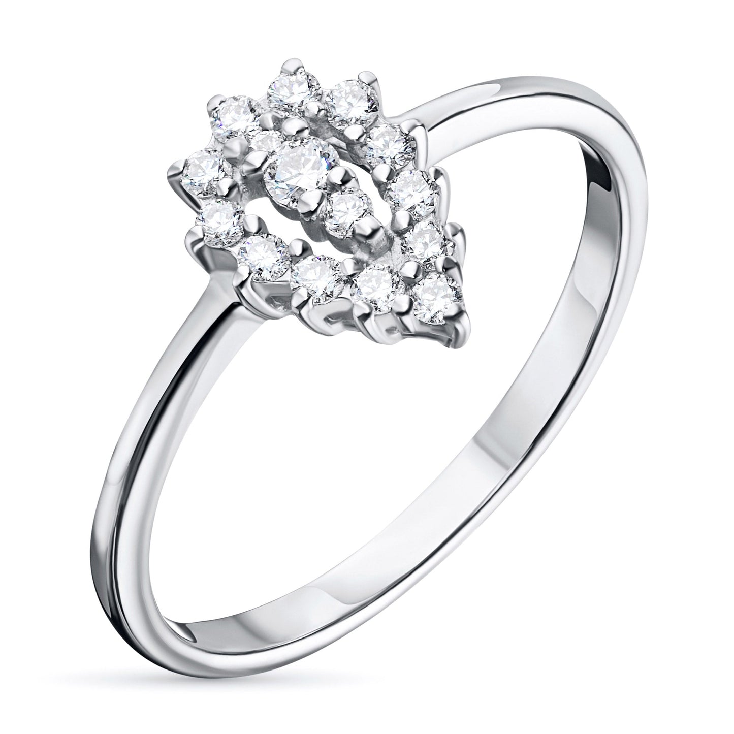 Luxury Sterling Silver Ring with 14 Round-Cut Lab-Created Diamonds – Elegant Jewelry by LevarJewelz