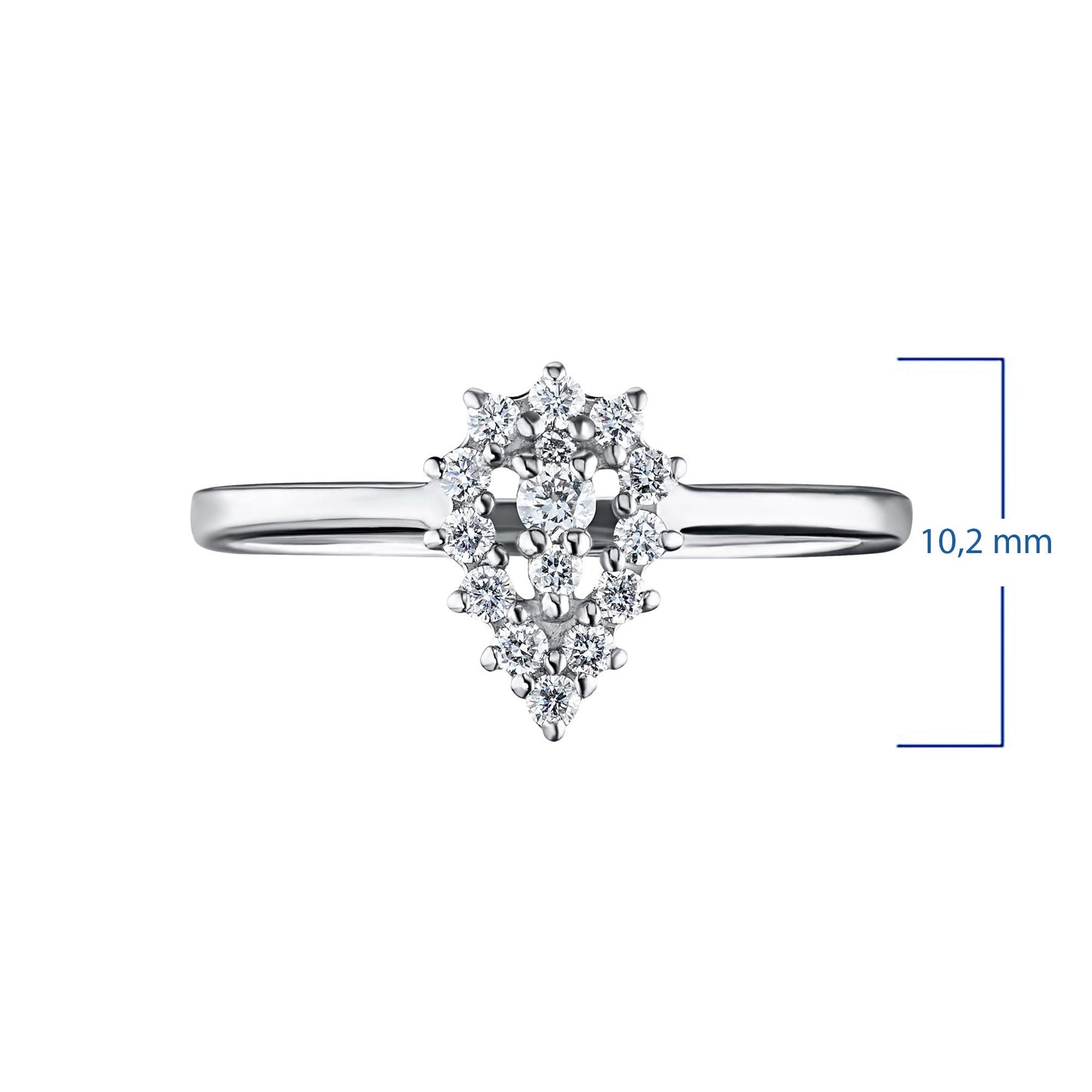 Luxury Sterling Silver Ring with 14 Round-Cut Lab-Created Diamonds – Elegant Jewelry by LevarJewelz