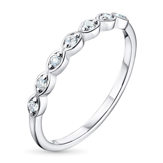 Luxury 14K White Gold Ring with 7 Round-Cut Lab-Created Diamonds – Elegant Jewelry by LevarJewelz