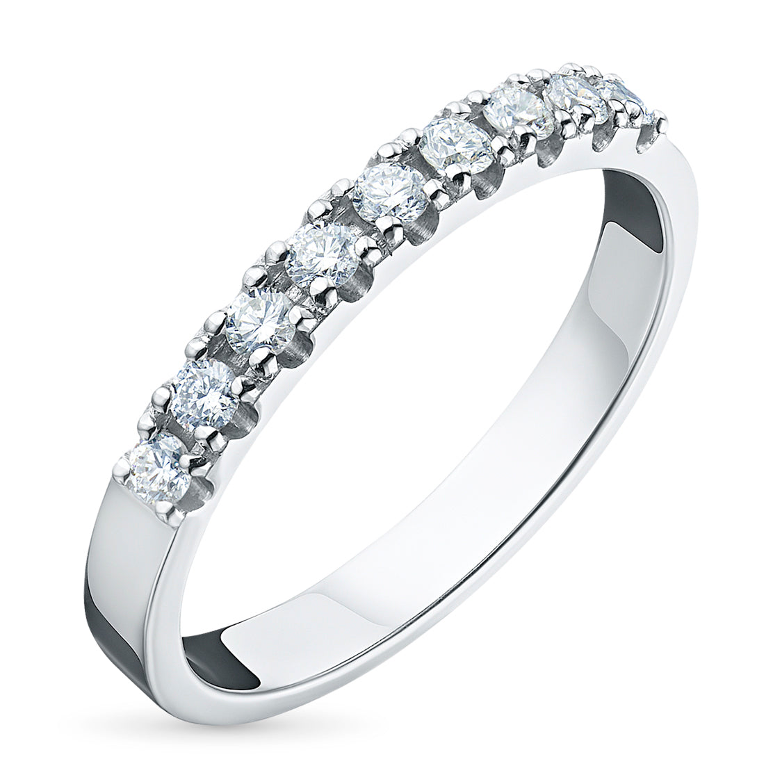 14K White Gold Ring with 9 Round Lab-Created Diamonds – Elegant Luxury Jewelry by LevarJewelz