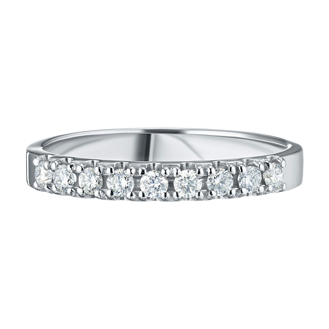 14K White Gold Ring with 9 Round Lab-Created Diamonds – Elegant Luxury Jewelry by LevarJewelz