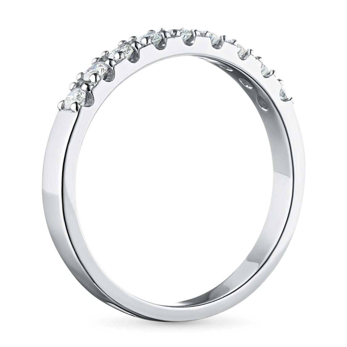 14K White Gold Ring with 9 Round Lab-Created Diamonds – Elegant Luxury Jewelry by LevarJewelz