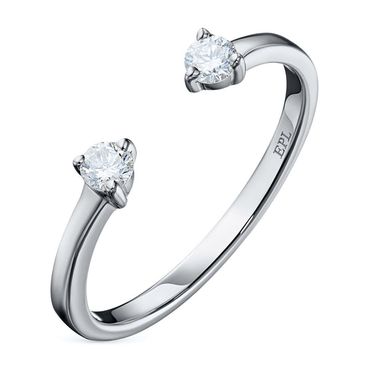 Luxury Sterling Silver Ring with 2 Round-Cut Lab-Created Diamonds – 0.159 CT.TW – Elegant Jewelry by LevarJewelz