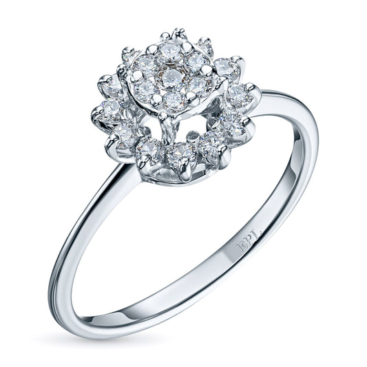 Elegant Sterling Silver Ring with 19 Round-Cut Lab Diamonds – Luxury Jewelry by LevarJewelz