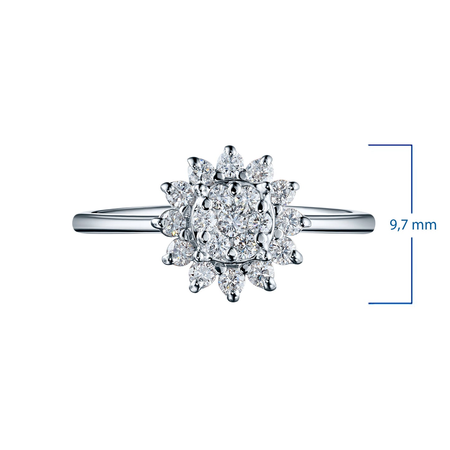 Elegant Sterling Silver Ring with 19 Round-Cut Lab Diamonds – Luxury Jewelry by LevarJewelz