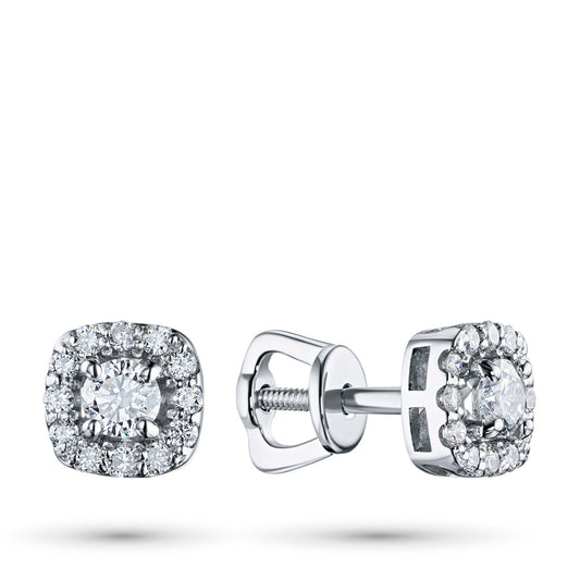 Sterling Silver Earring Studs with 26 Round-Cut Lab-Created Diamonds - Luxury Jewelry by LevarJewelz