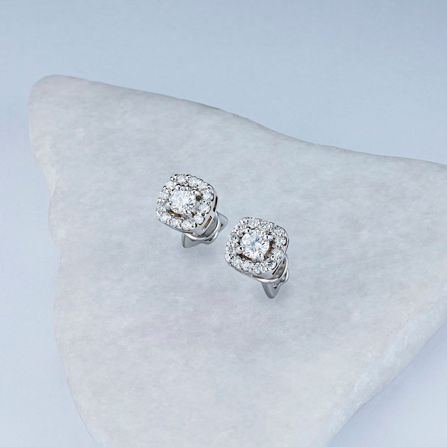 Sterling Silver Earring Studs with 26 Round-Cut Lab-Created Diamonds - Luxury Jewelry by LevarJewelz