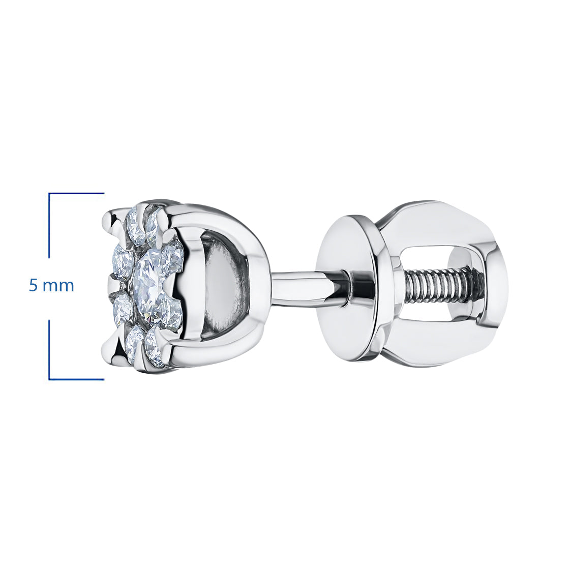 Sterling Silver Stud Earrings with 18 Round-Cut Lab-Created Diamonds – Luxury Jewelry by LevarJewelz