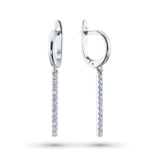 Elegant Sterling Silver Earrings with 24 Round-Cut Lab Diamonds – Luxury Jewelry by LevarJewelz