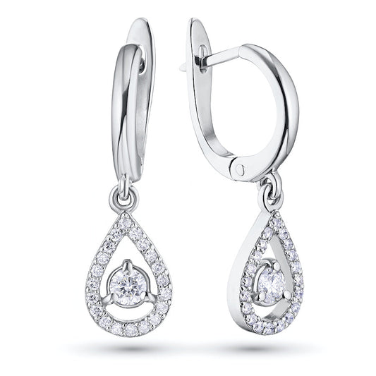Ohrringe aus 14 Karat Weißgold mit 42 Diamanten im Rundschliff – Luxusschmuck von LevarJewelz 