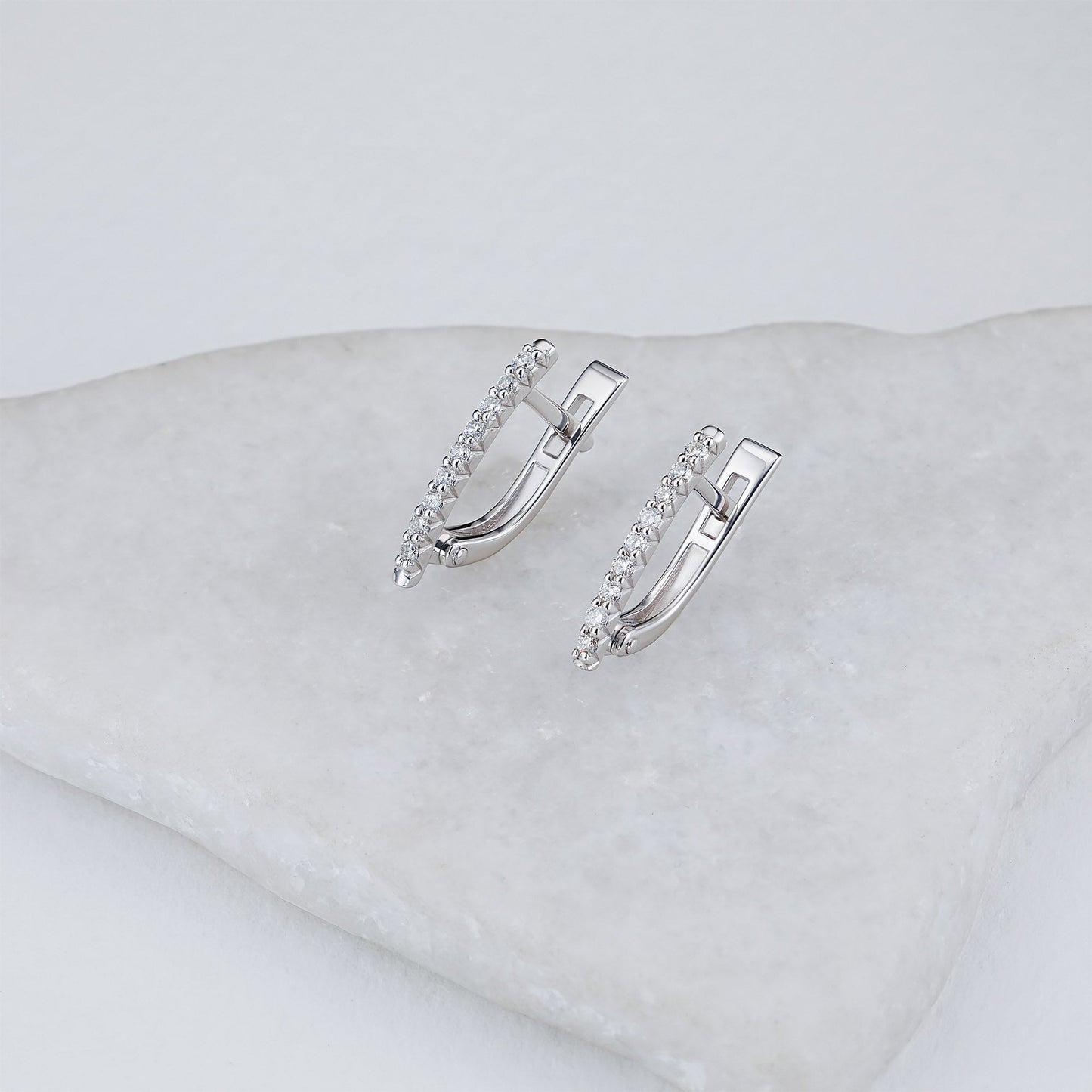 Elegant Sterling Silver Earrings with Lab-Created Diamonds – Luxury Jewelry by LevarJewelz