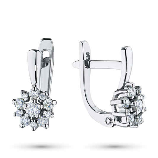 Luxury Sterling Silver Earrings with 22 Round-Cut Lab-Created Diamonds – Elegant Jewelry by LevarJewelz