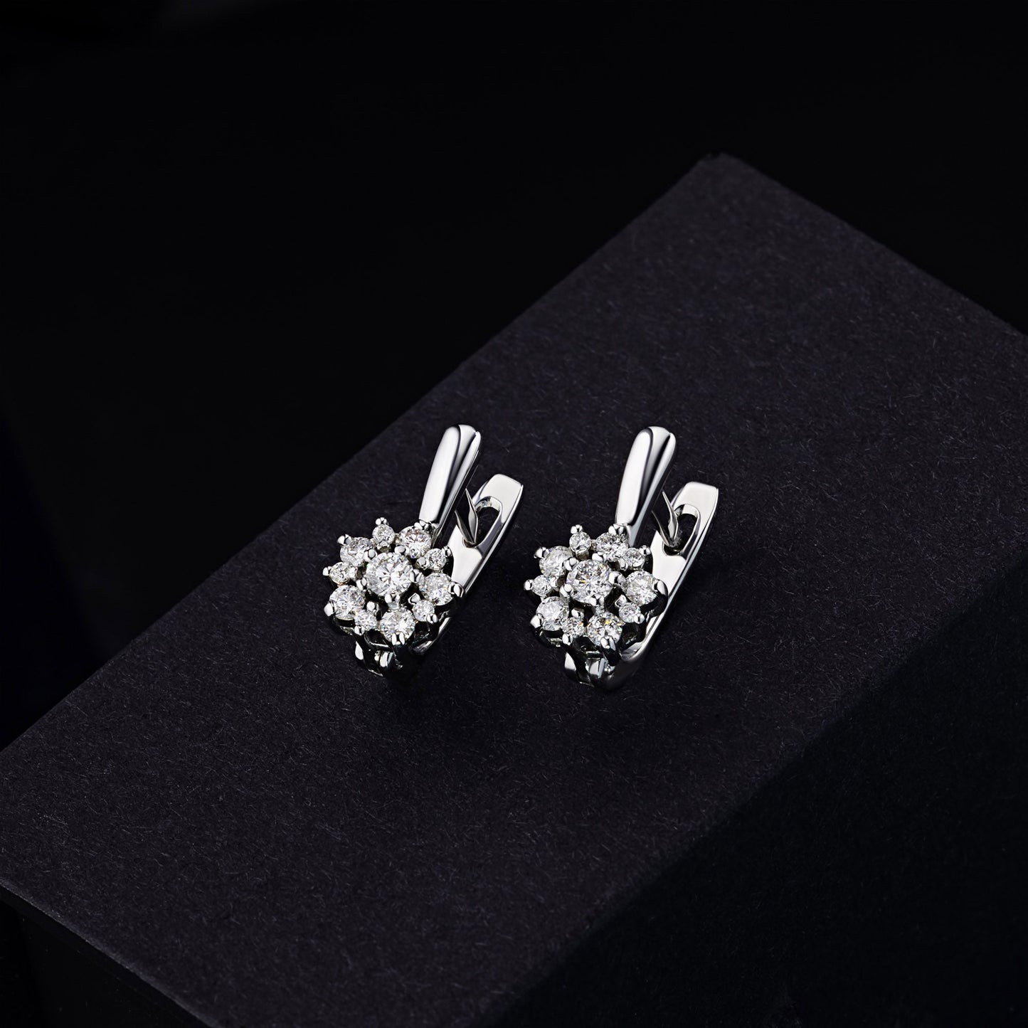 Luxury Sterling Silver Earrings with 22 Round-Cut Lab-Created Diamonds – Elegant Jewelry by LevarJewelz