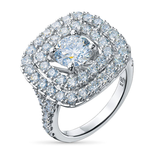 14K White Gold Diamond Ring with 57 Round-Cut Diamonds 3.514 CT.TW | Luxury Jewelry by LevarJewelz