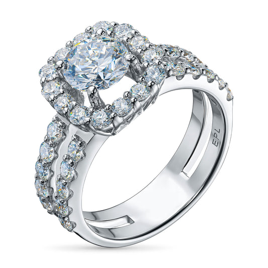 14K White Gold Diamond Engagement Ring with 35 Round-Cut Diamonds 2.53 CT by LevarJewelz