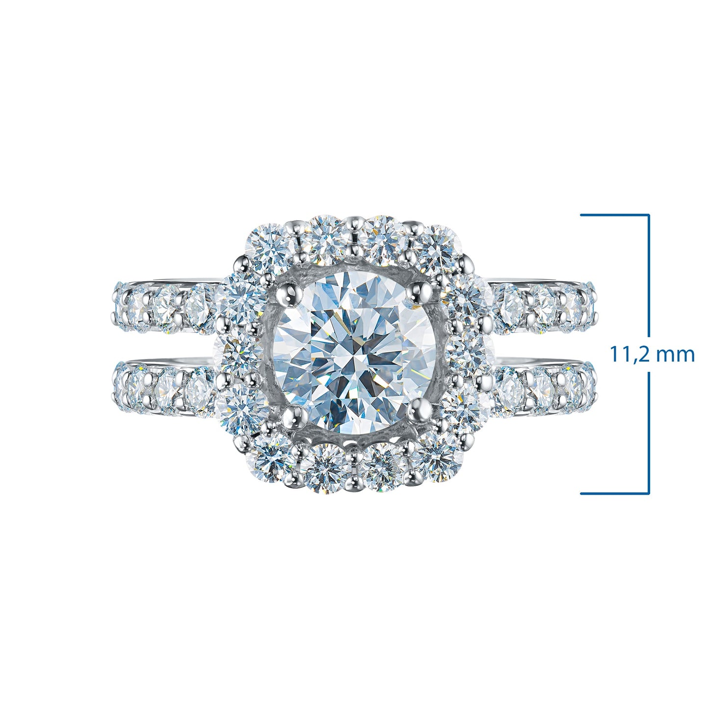 14 Karat Weißgold-Diamant-Verlobungsring mit 35 Diamanten im Rundschliff, 2,53 Karat, von LevarJewelz 
