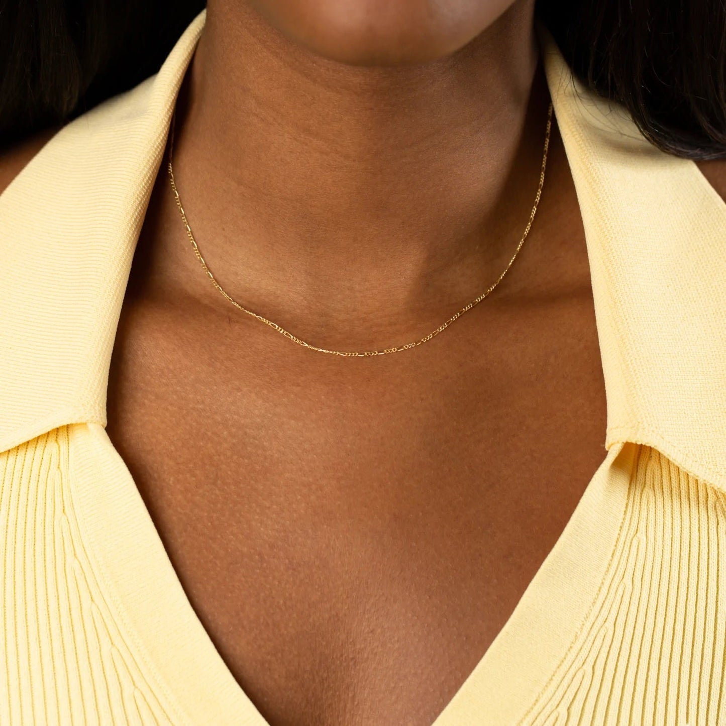 14 Karat Gold Baby Figaro Kette Halskette – Elegante Vintage-inspirierte dünne Kette von LevarJewelz 