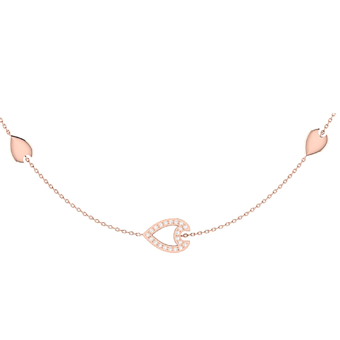 Avani Open Raindrop gelaagde diamanten ketting in 14K roségoud verguld van LevarJewelz - Elegante luxe sieraden 