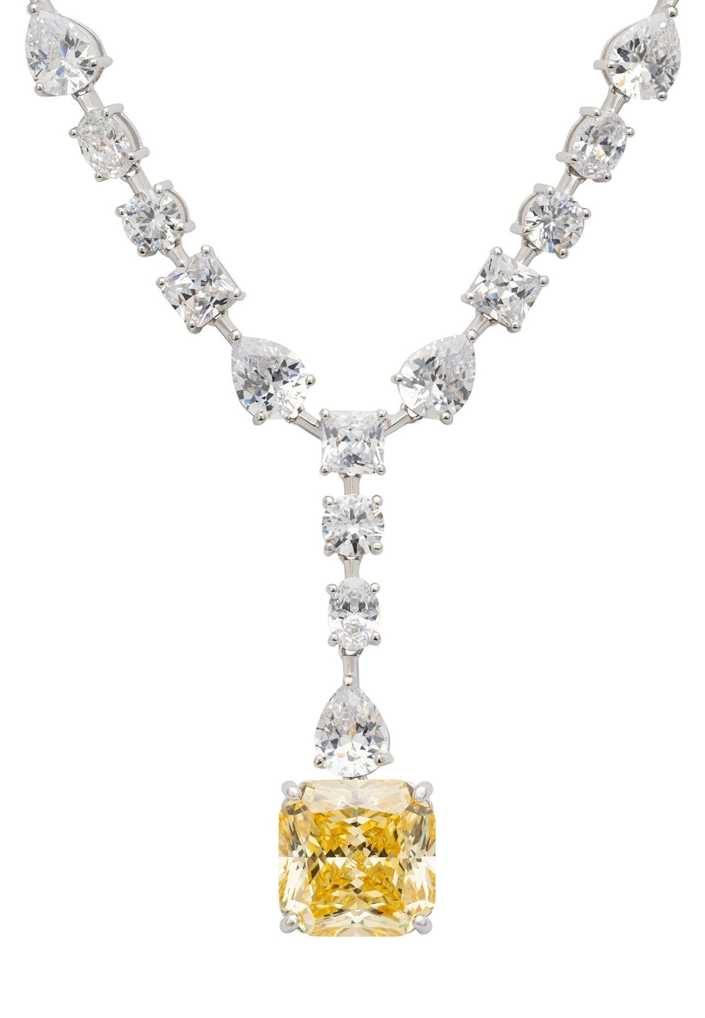 Penelope Lemon Topaz Statement Necklace - Silver Luxury Jewelry by LevarJewelz