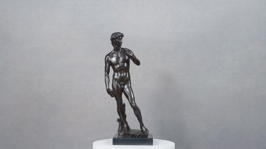 Michelangelo David Bronze Statue Replica with Marble Base – Famous David Sculpture Figurine Home Office Decor