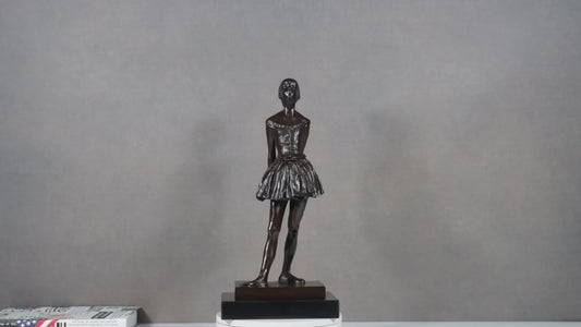 Bronze Little Dancer Aged Fourteen Statue Replica – Degas Ballerina Sculpture with Marble Base Home Décor Figurine