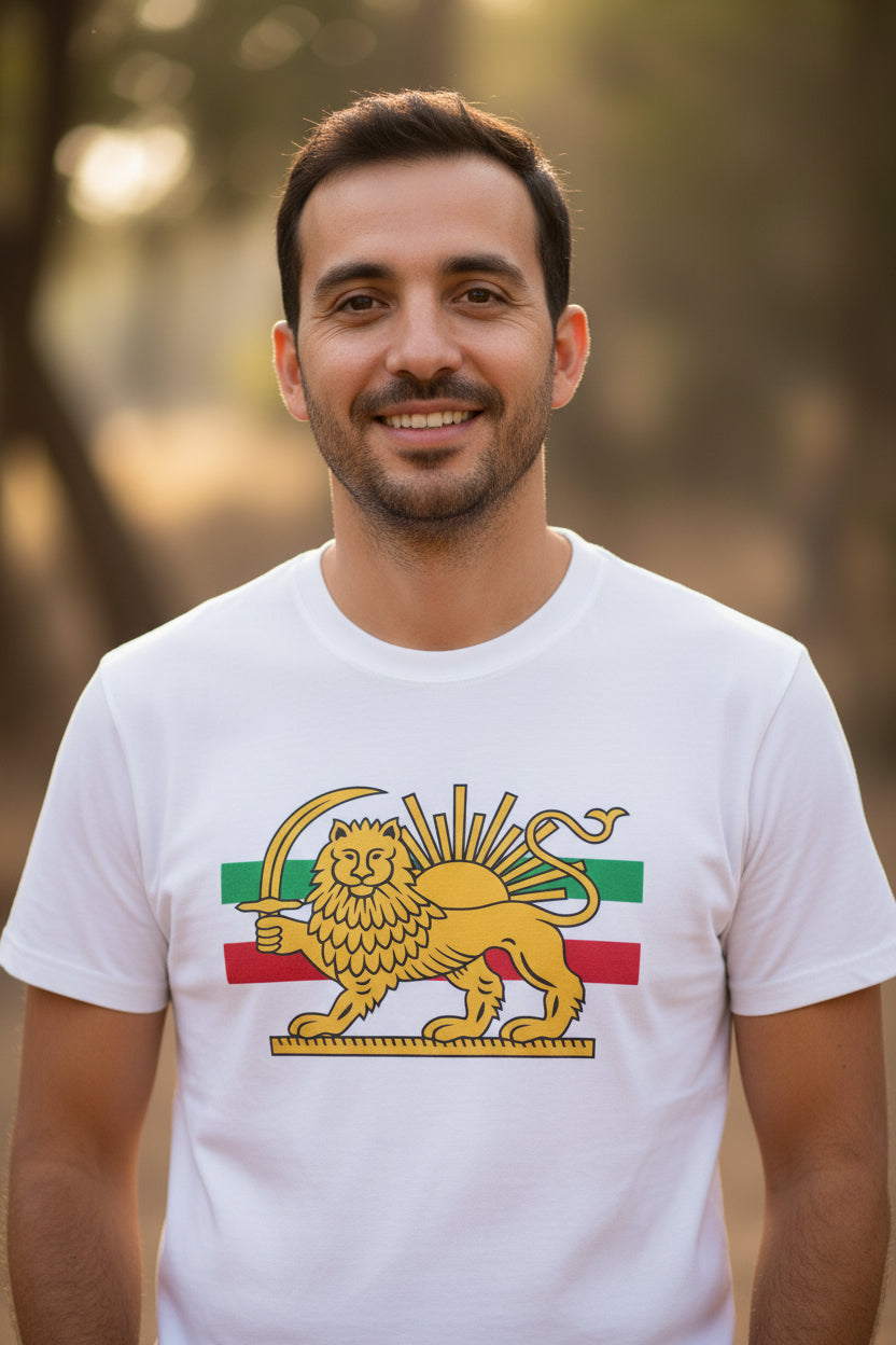 Persian Lion and Sun Flag T-Shirt – Short Sleeve Unisex Tee for Men & Women