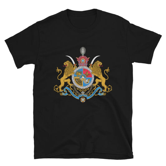 Historisch T-shirt met wapenschild van Mohammad Reza Shah – Erfgoedkleding van LevarJewelz 