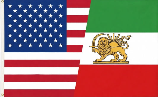 Iraanse Leeuw en Zon & Amerikaanse gemengde vlag - Iraans-Amerikaanse vlag met dubbele culturele achtergrond 